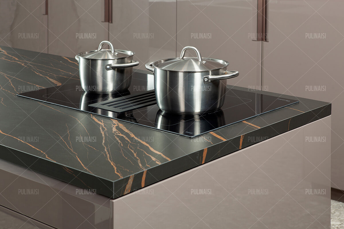 Italian Modern Style In Diamond Cutting Handle Lacquer Kitchen Cabinets