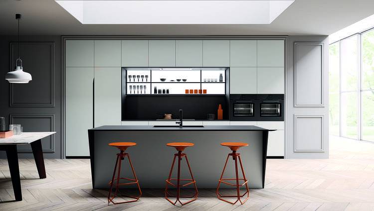 Contemporary Lacquer Kitchen Design With Customize Lacquer Color Manufacturer