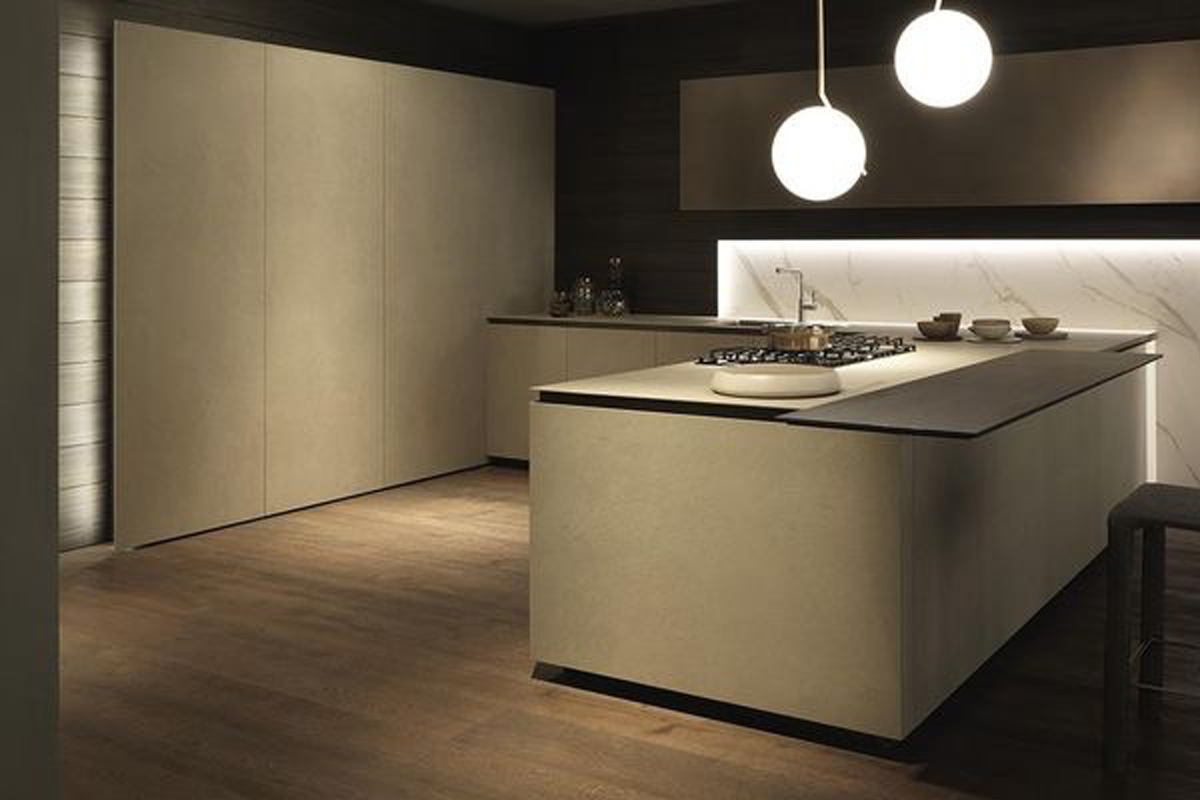Economical and Practical Cement Grey mealmine Kitchen In Pure light Pattern