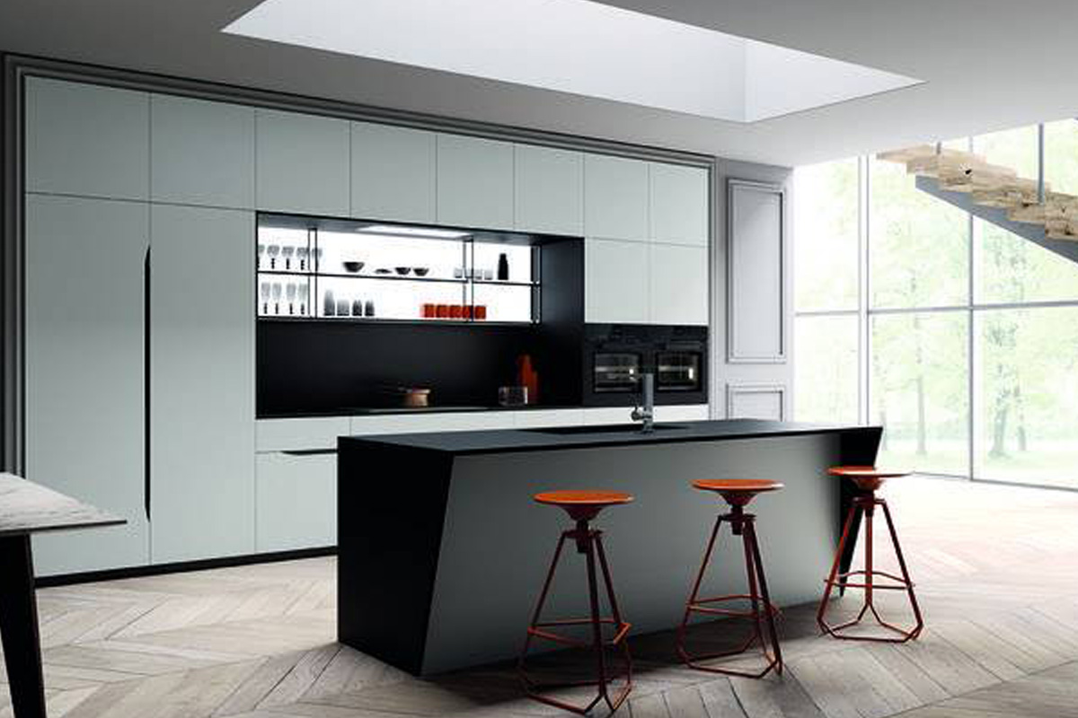 Contemporary Lacquer Kitchen Design With Customize Lacquer Color Manufacturer
