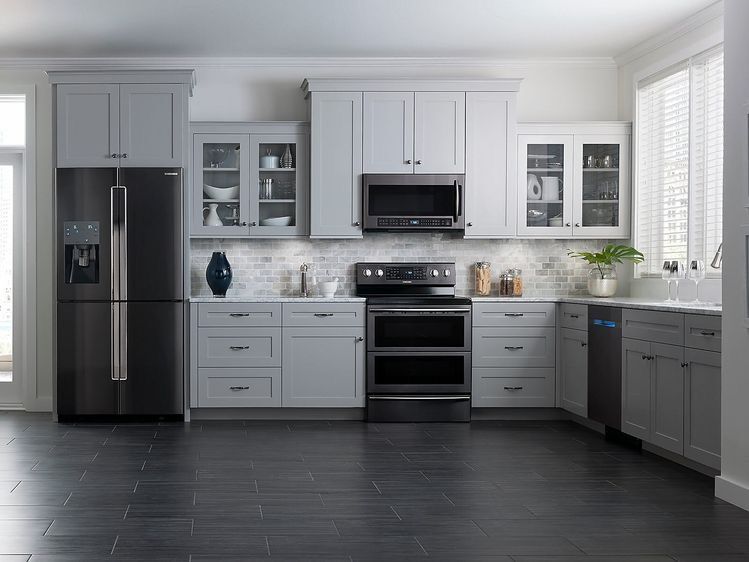 Minimalist classical kitchen design in Light Grey Lacquer Panel