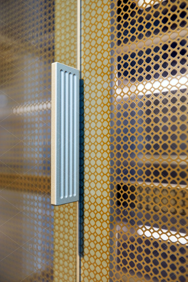 Golden Texture Glass with Aluminium Frame Storage Cabinet