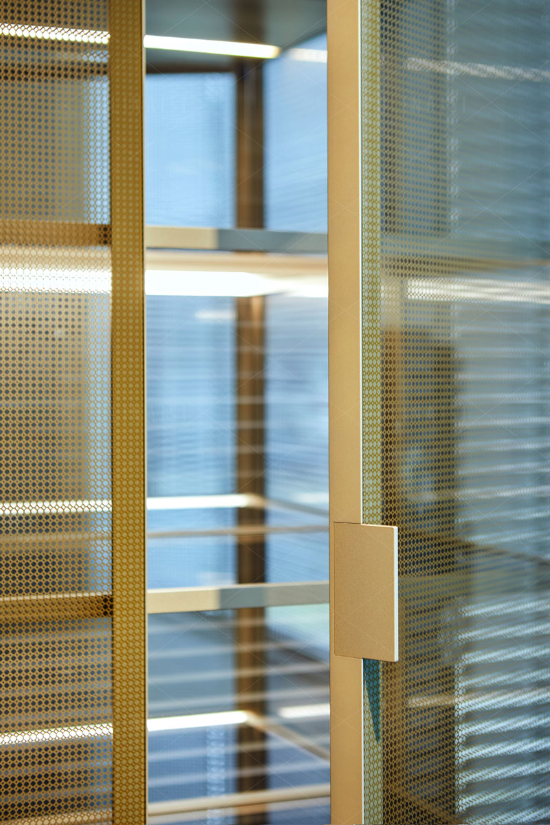 Golden Texture Glass with Aluminium Frame Storage Cabinet